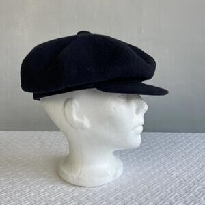 Borsalino Men’s Wool Newsboy Cap Size 59 Navy Blue Italian Made Vintage Paperboy